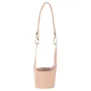 Water Bottle Carrier Holder, 320x120mm Double-Sided Leather Cup Holder, Pink