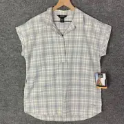 NWT Outdoor Research Women’s Amber Ale Cap Sleeve Plaid Shirt Sz Medium Outdoors