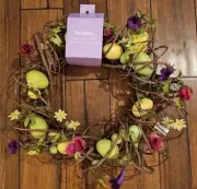 Vintage Pier 1 Speckled Egg Grape Vine Floral Spring Wreath 18in Brand New