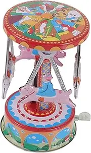 GETAJGHSD Vintage Clockwork Rotating Antique Windup Carousel Fun Party Decoration Design for Safe Engaging for Home Restaurant Decor