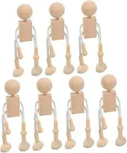 KONTONTY 7pcs DIY Wooden Cartoon Figures for Boys and Girls Adults Unfinished Craft Toys for Painting Drawing