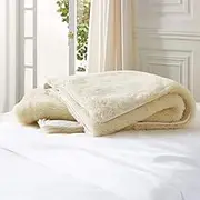 Australian Made Fully Fitted/Straps Reversible Luxury Wool Underlay/Underblanket (Fully Fitted Skirt, 183 x 203cm (King))