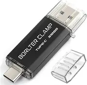 512GB USB 3.0 Type C Flash Drive Dual Port, BorlterClamp USB C OTG Memory Stick for Android Smartphones Samsung Galaxy S10/S9/S8/Note 9, LG, Google Pixel, PC (Black)