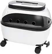 AIMALL Portable Pet Trolley Carrier with Wheels Retractable Handle Ventilated Travel Box for Cats Small Dogs Lightweight Transport Case with Skylight Design 19.7x14.6x18.5in