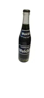 Vintage 1960s Welch’s Sparkling Grape Soda NOS Full Unopened Sealed Glass Bottle
