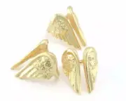 Angel wings adjustable statement ring Shiny Gold plated brass 6-8 US size 4286