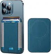 [HiWe] Magnetic Card Wallet Holder for Apple Magsafe, Magnetic Card Holder Magsafe for iPhone 12 iPhone 13/14 Magsafe Wallet, Mag-Safe Leather Wallet for Back of iPhone 14/13/12 Series, Fit 6 Cards,Navy Blue
