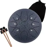 LOMUTY Steel Tongue Drum 6 Inch 8 Notes - Outdoor Meditation & Yoga Instrument with Waterproof Bag, Mallets, Finger Picks, Educational Percussion for Sound Therapy (Navy)