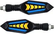 LED Motorcycle Turn Signals Light Super Bright Arrow Flowing Water Blinker Light White/Red/Blue + Yellow LED Indicators Light(White Yellow)