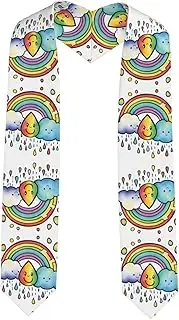 [SKKNT] Rainbow Clouds Raindrop 1 Print Graduation Shawl Stole For Academic Commencements Honor Sash Congratulations Gift