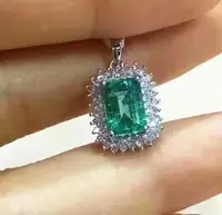 在飛比找樂天市場購物網優惠-天然祖母綠彩色寶石綠寶石貴重寶石 精工鑲嵌925銀鍍白金寶石