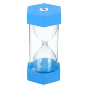 10 Min Sand Timer, Hexagon with Plastic Cover, Count Down Sand Clock Glass Blue