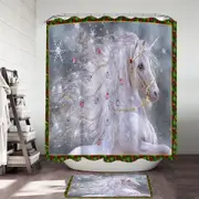 Christmas Magic White Unicorn Shower Curtain