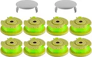Weed Wacker Spools for Hart Auto-Feed String Trimmer, Weed Eater String Line for Ryobi 18V, 24V, 40V Replacement Part (8 Replacement Spools, 2 Trimmer Caps)