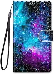 Compatible with Samsung Galaxy A52 4G 5G Case Silicone Leather Case Flip Wallet Bumper Card Slot Magnetic Foldable Pattern Animal Motif Case Cover Cases Mobile Phone Case (Starry Sky)