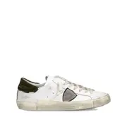 [Philippe Model] Philippe Model Scuffed Leather Sneakers 40 IT WHITE/GREEN