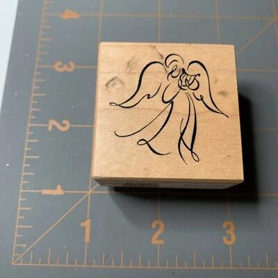 PSX- Wood Rubber Stamp Hark The Heralds Angel Christmas Holidays