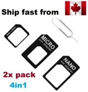 2X 4in1 Nano microSIM Card to Standard Convert Adapter micro sim iphone tablet 2