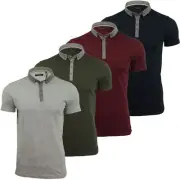 Mens Polo T Shirt Chimera Brave Soul Denim Chambray Collar Short Sleeved Cotton