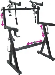 Dual Piano Keyboard Stand with 2Nd Tier - Z Style Adjustable and Portable 2 Tier