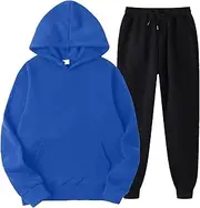 [Qiyifuwang] Women Trendy Outfits Tracksuit Sets, Two Piece Long Sleeve Pullover Tops & Jogger Pants Sport Clothing Loungewear Blue,XX-Large, #02_blue, XX-Large