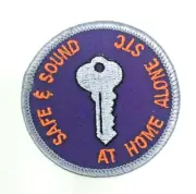PATCH GSA Girl Scouts Safe & Sound At Home Alone STC Key Purple Orange