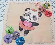 TEDDY BEAR VACATION IN HAWAII-TWINKLE TOES PANDA INDIVIDUAL QUILT BLOCK