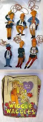 Vintage Wiggle Waggles from Chemtoy 1969 Oily Jiggler figure set in display
