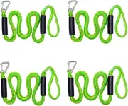 4FT Green Bungee Dock Line with Hook – Boat Mooring Rope for Jet Ski, Kayak