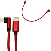 Type I Type C L-Shaped Lightning Charging Cable 11.8 inches (300 mm) 27W Compatible, Red