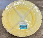 Cynthia Rowley Yellow Medallion Print Edge MELAMINE Dinner Plates Set 6