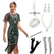 Roaring 20s Vintage Inspired The Great Gatsby Short Length Outfits Party Costume Masquerade Illusion Sleeve The Great Gatsby Wedding Guest Sequins Tassel Fring