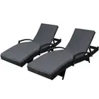 Gardeon Set Of 2 Outdoor Sun Lounge Chair With Cushion - Black fabric,polyester
