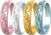 [Zollen] 10 Packs Silicone Wedding Rings for Women, Thin Rubber Wedding Bands Stackable Ring, Hypoallergenic Silicone