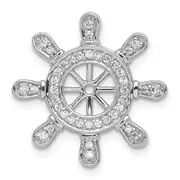 14k White Gold 1/4ct. Real Diamond Ship Wheel Pendant