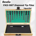 10PCS/SET BESDIA 金剛石刀尖銼用於模具間隙研磨 FAS-100T 薄片銼刀片金剛石氣動磨床薄間隙銼