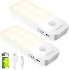 <2 Pack>Motion Sensor Light Indoor,Mini Rechargeable Night Light,Dusk to down Se