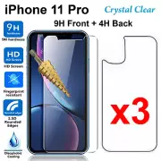 x3 Tempered Glass 9H screen protector for Apple iPhone 11 PRO Front + Film Back