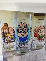 Set of 3 Vintage, 1985 Alvin and the Chipmunks Glasses