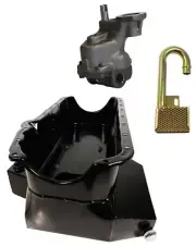 SBC OIL PAN,MELLING HV OIL PUMP,PICKUP,8 QT,7" DEEP,SMALL BLOCK CHEVY,2 PC,BLACK