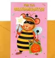 Bumble Bee Costume Happy Halloween Granddaughter Greeting Card - New