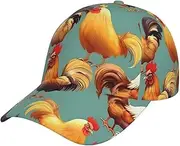 [YANYU] Cute Rooster Chickens Print Adjustable Snapback Hat Baseball Cap Comfortable and Stylish for Men and Women Black, Black, One Size