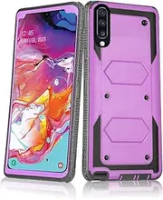 [Asuwish] Phone Case for Samsung Galaxy A70 Cover Hybrid Shockproof Drop Proof Full Body Protective Cell Accessories Dual Layer Rugged Slim Hard Glaxay A70S A 70 Gaxaly 70A S70 4G SM Women Men Purple