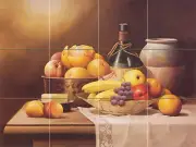 Art Mural Tumbled Marble Decor Fruits Wine Backsplash Tile #168