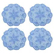 Crochet Doilies, 4Pcs 8 Inch - Handmade Crochet Cotton Coaster (Blue)