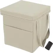 X AUTOHAUX Car Trash Can 1 Pc Garbage Bag Middle Seat Faux Leather Trash Bin Beige 1 Pcs (S)