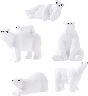 CANIGHT 15pcs Polar Toy Decorations Animal Ornament Winter Decor Ornaments for Crafts Polar Bear Figurines Polar Bear Statue Winter Onederland Cake Topper White Resin