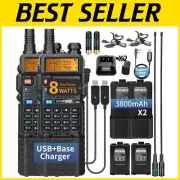 Professional UV-5R Dual Band Walkie Talkies - 128 Channels, Earpiece and Charger