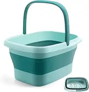 Folding Foot Bath Foot Soak Tub with Handle, Collapsible Foldable Foot Bath with Foot Massaging Acupoints to Help Sleep, Laundry Basket Multi-function Buckets for Cleaning Mop, Camping