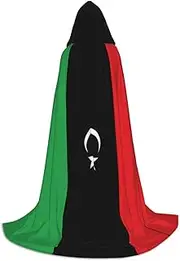 Libyan Flag Print Halloween Hooded Cloak 130/150/170cm Carnival Witch Costume Cosplay Theme Party